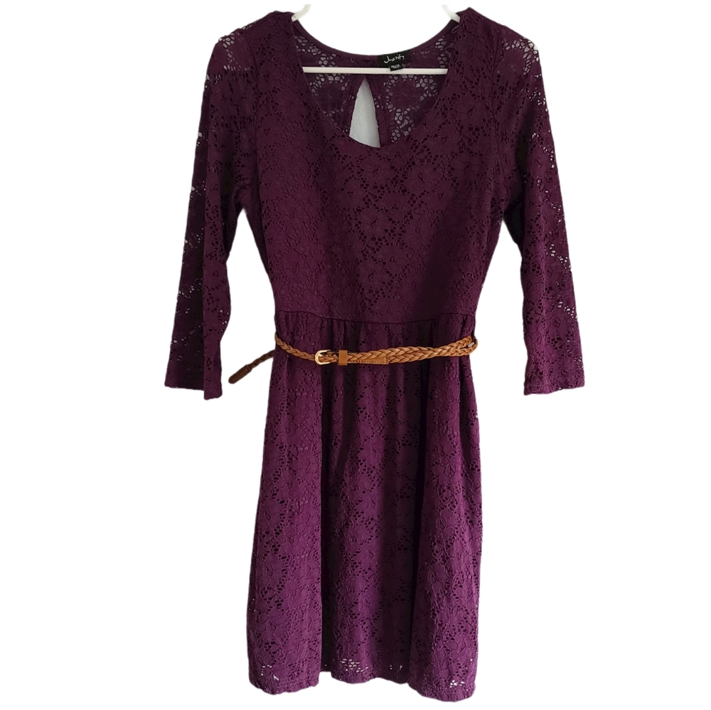 Justify Junior's Lace Belted Skater Dress …